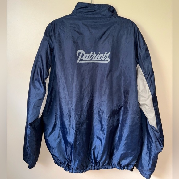 NFL Official Patriots Fleece Lined Windbreaker, Quarter Zip, Reversible - Picture 8 of 8